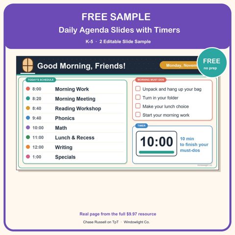 Daily Agenda Slides with Timer cover