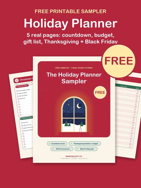Free Holiday Planner Sampler cover